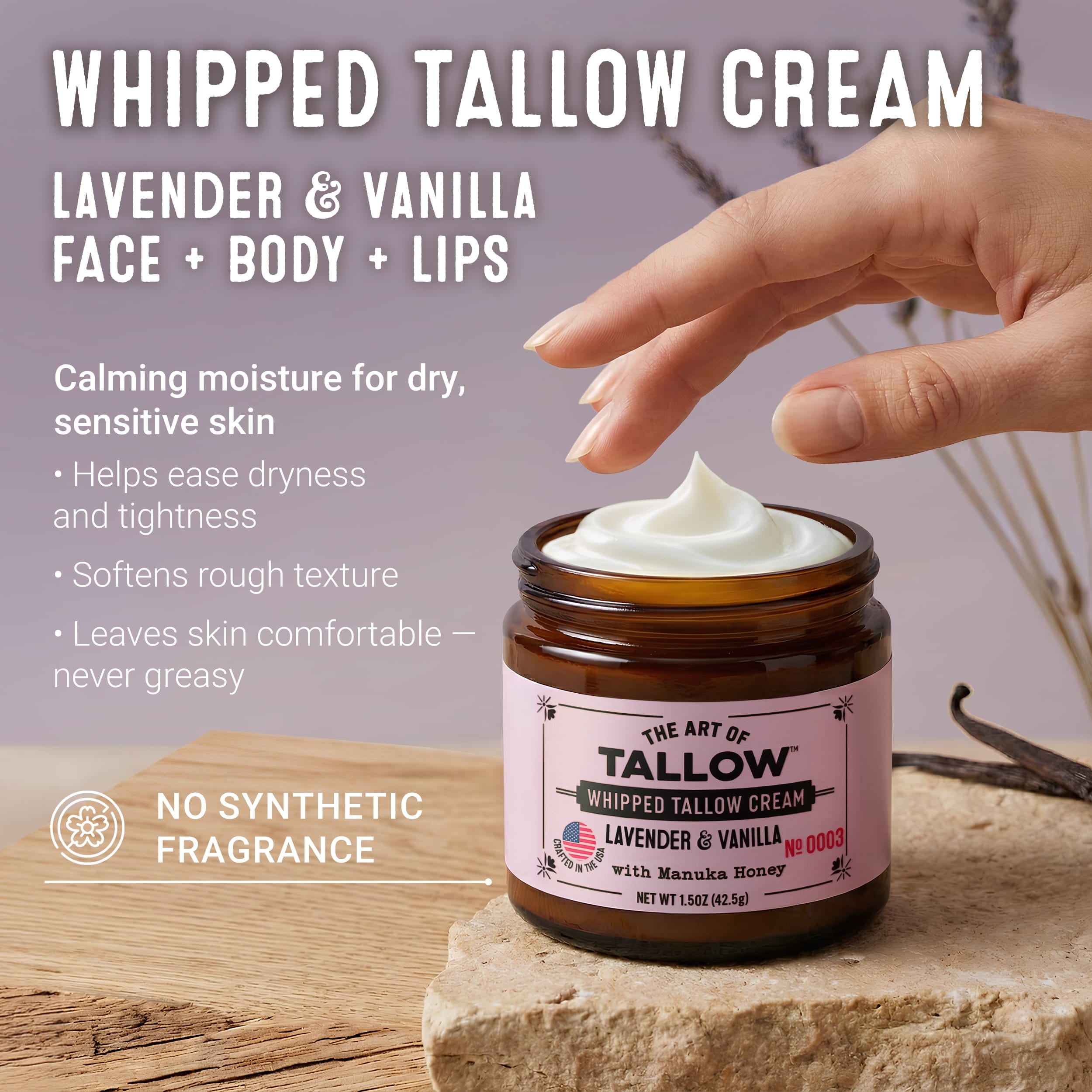 Lavender Vanilla Whipped Tallow Moisturizer by The Art of Tallow — ingredient detail