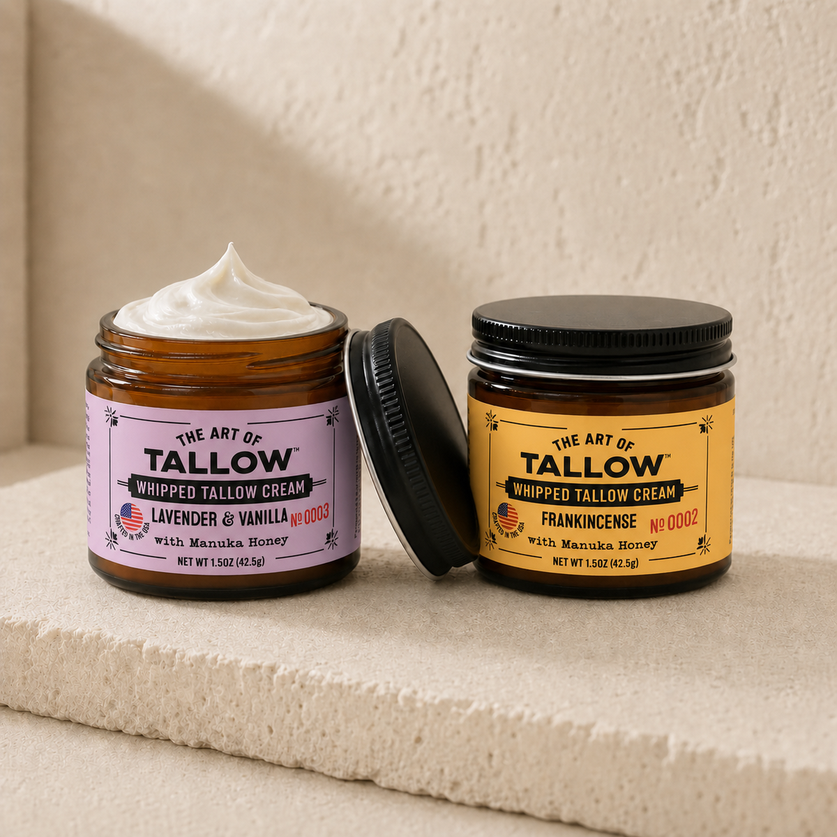 The Pair — Lavender Vanilla and Frankincense whipped tallow cream jars