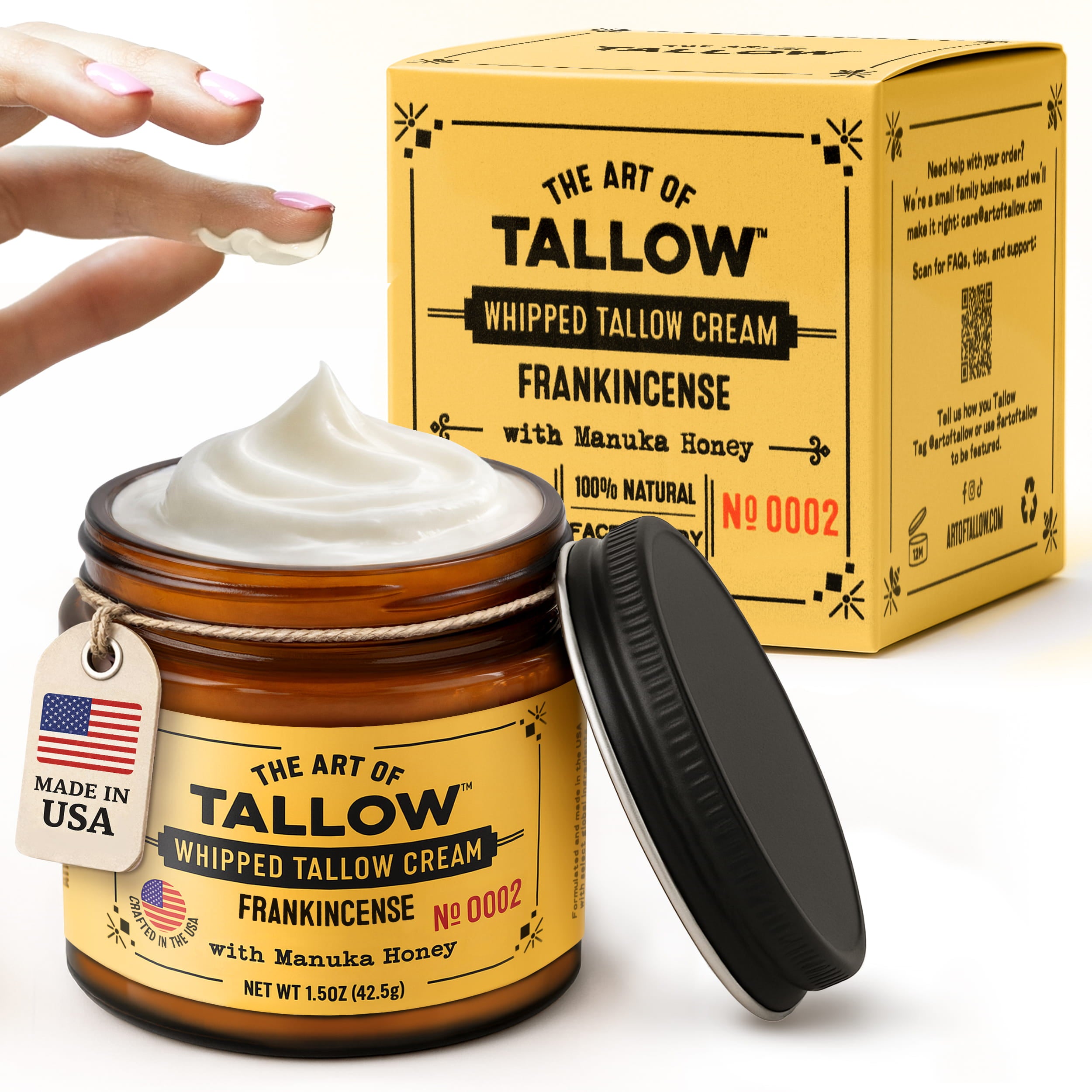 Frankincense Whipped Tallow Moisturizer 1.5 oz jar by The Art of Tallow — front view