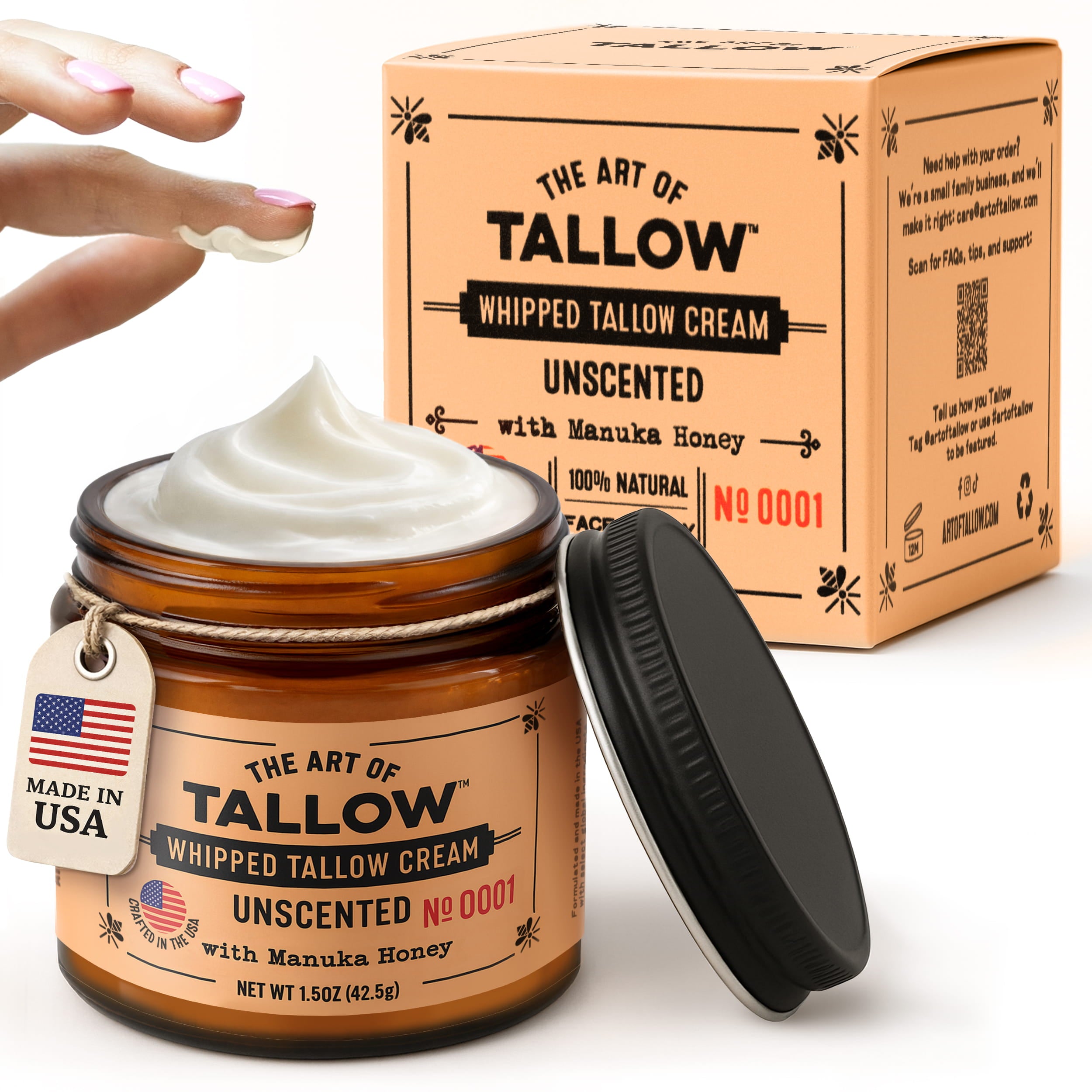 Unscented Whipped Tallow Moisturizer 1.5 oz jar by The Art of Tallow — front view